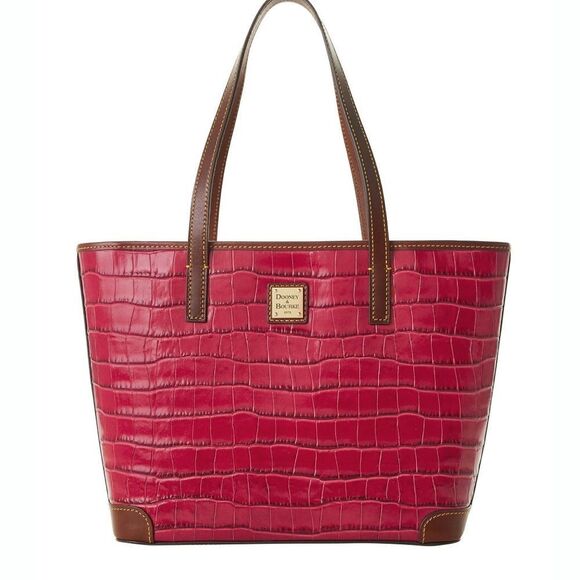 New! DOONEY & BOURKE Charleston Women's Crocodile Leather Red Tote Handbag Bag - Picture 2 of 6